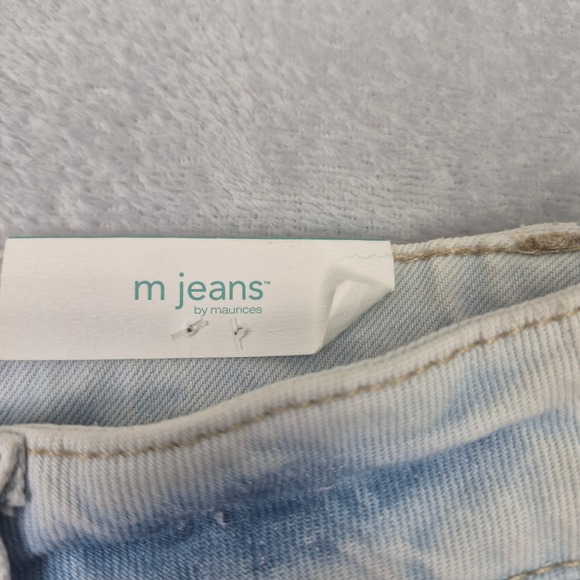 NWT 14 (34) High Rise Frayed Hem Maurices Jean Shorts Distressed Denim Light - Picture 3 of 12